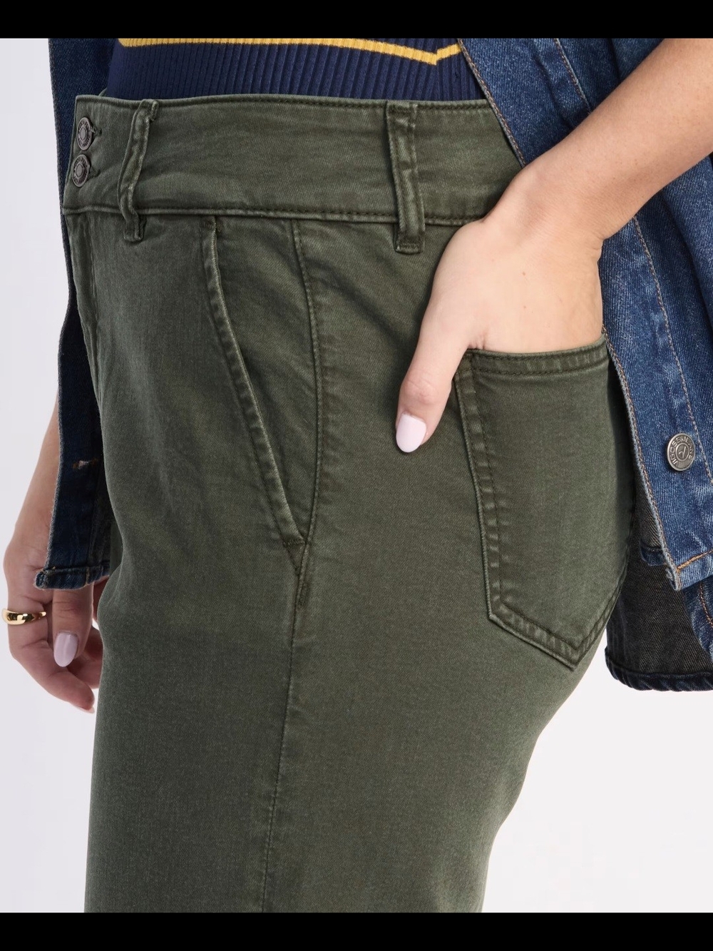 Studio Blue High-Rise Bootcut Pants in Olive - Picture 4 of 5